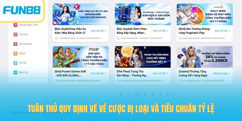 Tuân thủ quy định về vé cược bị loại và tiêu chuẩn tỷ lệ